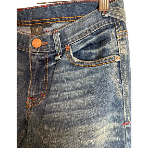 Armani Exchange A|X Indigo Whisker Jeans Womens 4 Short Stretch Bootcut Denim - Picture 4 of 11